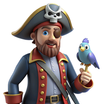 wonderful rustic Jolly Pirate Captain 3D Render detailed png