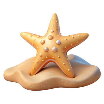 elegant minimalist 3D Render Starfish on Sand Beach authentic png