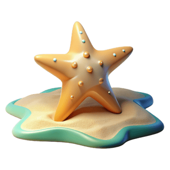 magnificent classic 3D Render of a Cute Starfish on Sand detailed png