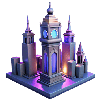 elegant vintage Stylized 3D Cityscape Illustration original png