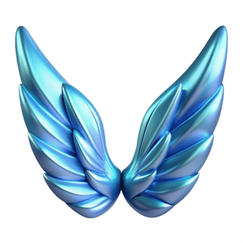 beautiful abstract 3D Render Blue Wings Illustration high resolution png
