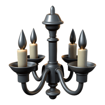 elegant vintage Dark Gray 3D Model of a Five-Candle Chandelier original png