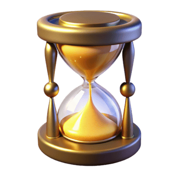 impressive artistic Golden Hourglass 3D Render high quality png