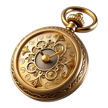 wonderful traditional Ornate Gold Pocket Watch 3D Render genuine png