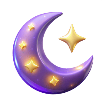 vibrant abstract Purple Crescent Moon 3D Render professional png