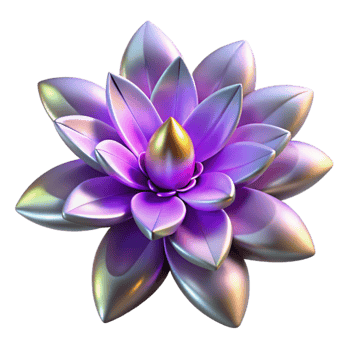 beautiful artistic Iridescent Lotus 3D Render high resolution png