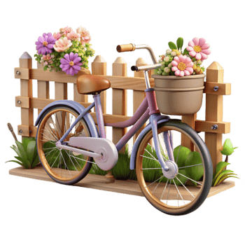 magnificent traditional 3D Render Bicycle with Flowers authentic png