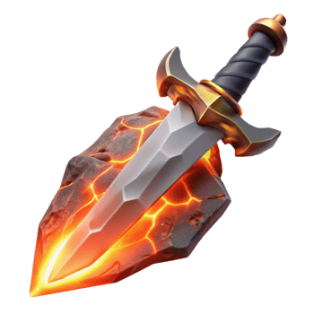 magnificent classic 3D Render Fantasy Dagger in Molten Rock 4K png