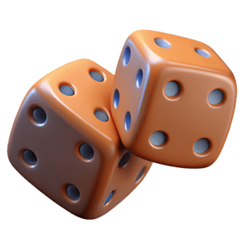 magnificent vintage 3D Render Orange Dice Game Illustration 4K png