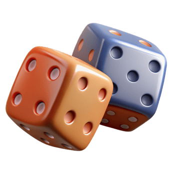 vibrant classic 3D Render Orange and Blue Dice premium png