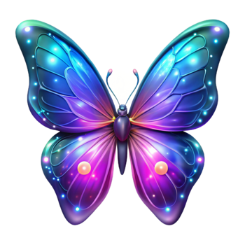 extraordinary classic Glowing Purple and Blue Butterfly Illustration genuine png