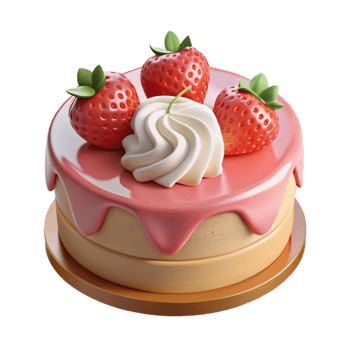 wonderful minimalist Strawberry Cake 3D Render professional png