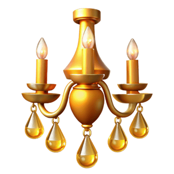 wonderful abstract Golden Chandelier 3D Render high resolution png