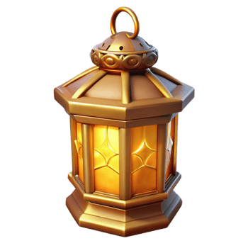 impressive minimalist Golden Lantern 3D Render 4K png