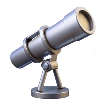 stunning creative 3D Render Silver Telescope Illustration high quality png