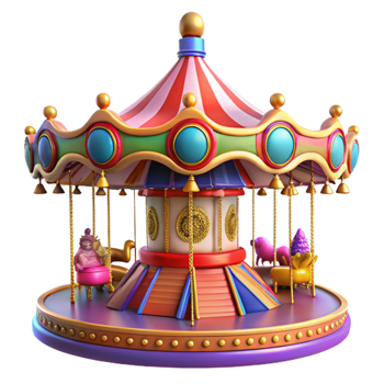 stunning modern Whimsical 3D Carousel Illustration original png