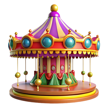 extraordinary abstract Whimsical Carousel 3D Render exclusive png