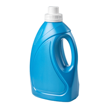 Blue plastic detergent bottle with White cap isolated on transparent background png