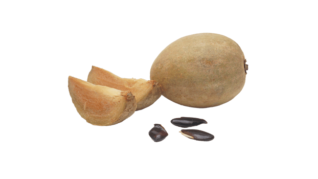 Seeds, Slices, and Whole Brown Sapodilla on Transparent Background png