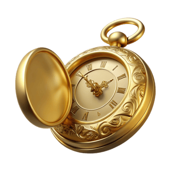 vibrant modern Golden Pocket Watch 3D Render high quality png