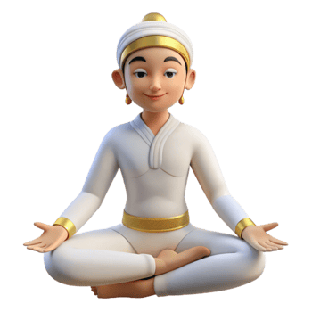 elegant classic 3D Cartoon Monk in Lotus Position genuine png