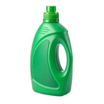 Green plastic detergent bottle with Green cap isolated on transparent background png