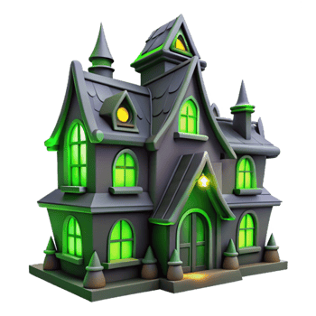 dramatic artistic Spooky 3D Haunted House Illustration exclusive png