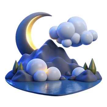 stunning vintage Night Mountain 3D Render premium png