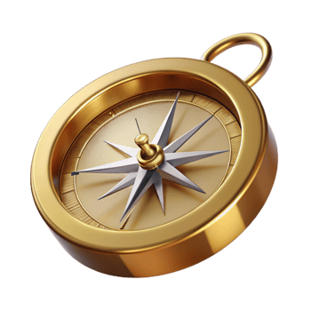 vibrant vintage Golden Compass 3D Illustration authentic png