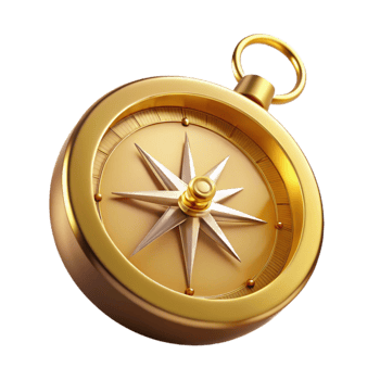 dramatic vintage Golden Compass 3D Illustration high resolution png