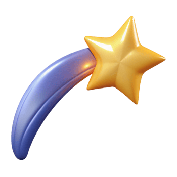 dramatic artistic 3D Render Golden Star Shooting Star Design Element 4K png