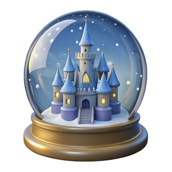 vibrant vintage Enchanted Castle 3D Snow Globe Illustration 4K png