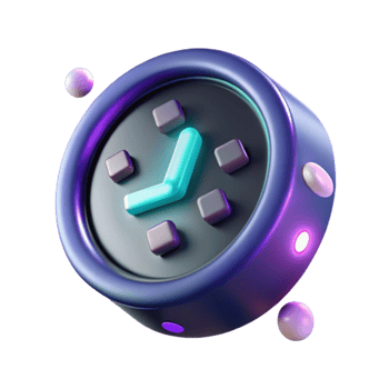 magnificent modern 3D Neon Clock Icon Render authentic png