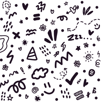 Black doodles abstract illustration pattern transparent png