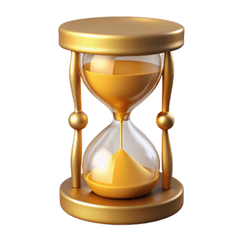 wonderful contemporary Golden Hourglass 3D Render professional png