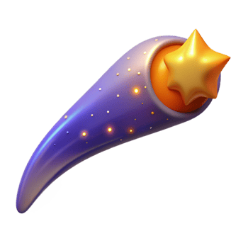 impressive classic 3D Render of a Purple Comet with a Gold Star 4K png