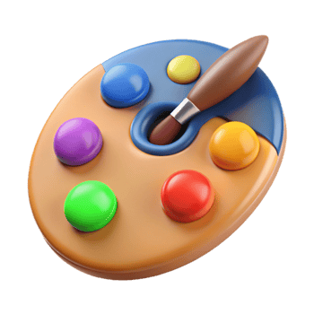 extraordinary rustic 3D Artist's Palette with Paintbrush high quality png