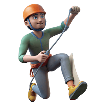 beautiful creative 3D Cartoon Climber Illustration premium png