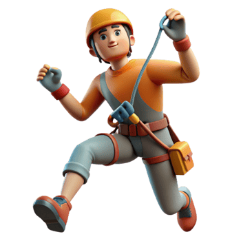 vibrant contemporary 3D Cartoon Climber Illustration professional png