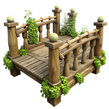 elegant contemporary Wooden Bridge 3D Model genuine png