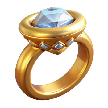stunning modern Golden Ring with Diamond 3D Render original png