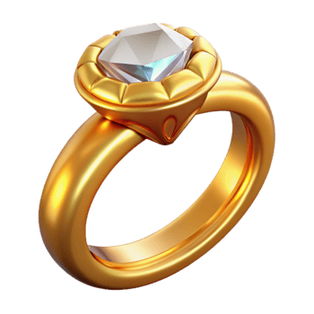 dramatic artistic Gold Ring 3D Render, Sparkling Diamond Jewel high resolution png