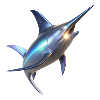 stunning contemporary Iridescent Swordfish 3D Render 4K png