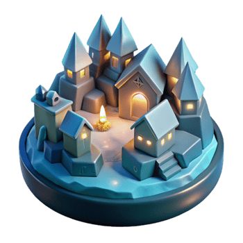stunning classic Enchanted Village 3D Render authentic png
