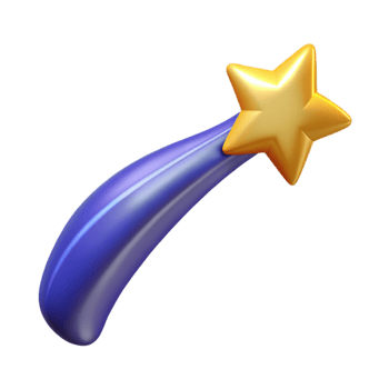 extraordinary artistic 3D Render of a Blue Shooting Star authentic png
