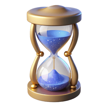 magnificent classic 3D Render of Gold Hourglass with Blue Stardust 4K png