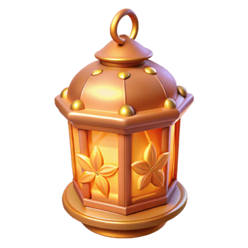 beautiful rustic Golden Ramadan Lantern 3D Render genuine png