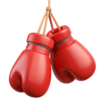 dramatic classic 3D Render Red Boxing Gloves Hanging high resolution png