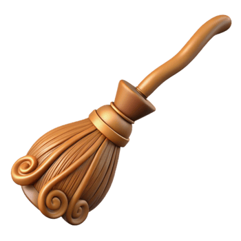 magnificent creative Cartoon Witch's Broom 3D Render genuine png