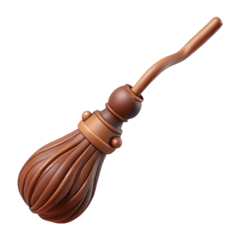 impressive artistic 3D Render Brown Witch's Broomstick professional png